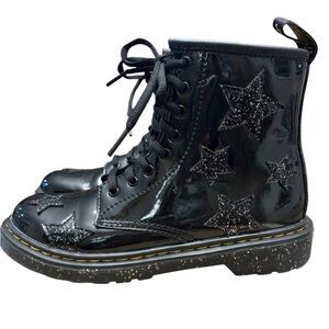 Dr. Martens 1460 Youth Black Patent Star Boots | Girls US 3 | Zip Up